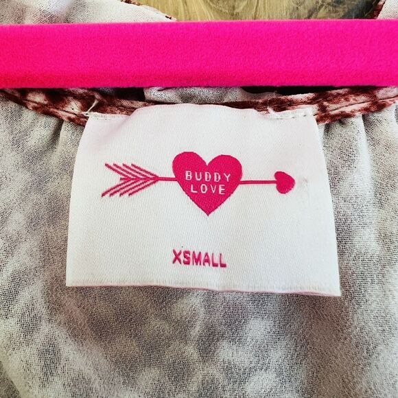 Buddy Love Red Midi Dress XS Ruffle Flowy Cinched Waist Country Concert Festival - Picture 3 of 11